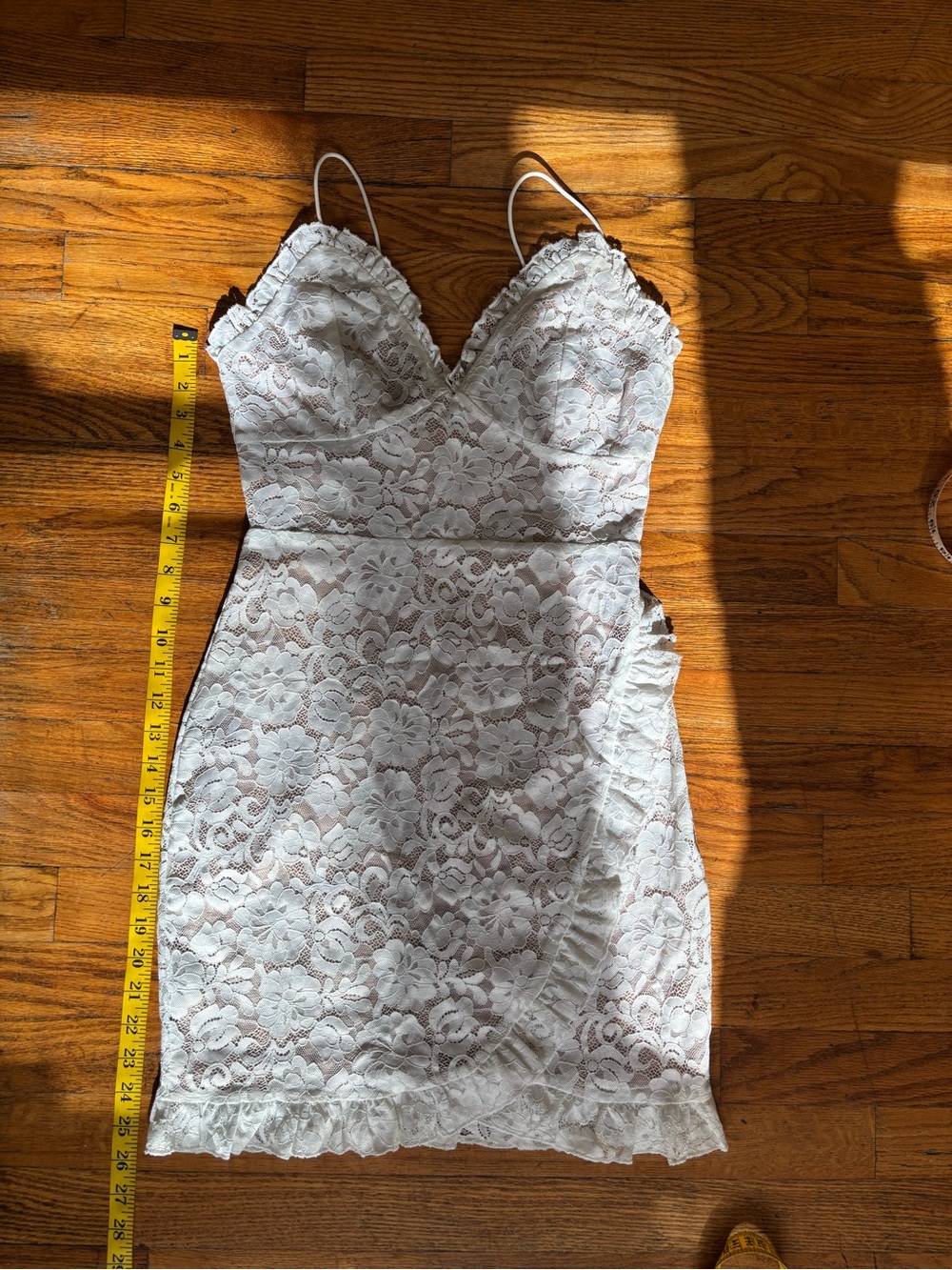 SHEIN White Floral Lace Ruffle Mini Dress - Picture 4 of 6